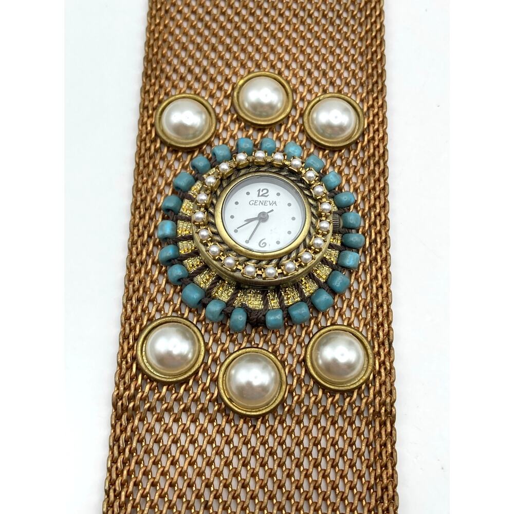 Geneva Full Bracelet Mesh Band Statement Quartz Watch - Fresh Battery